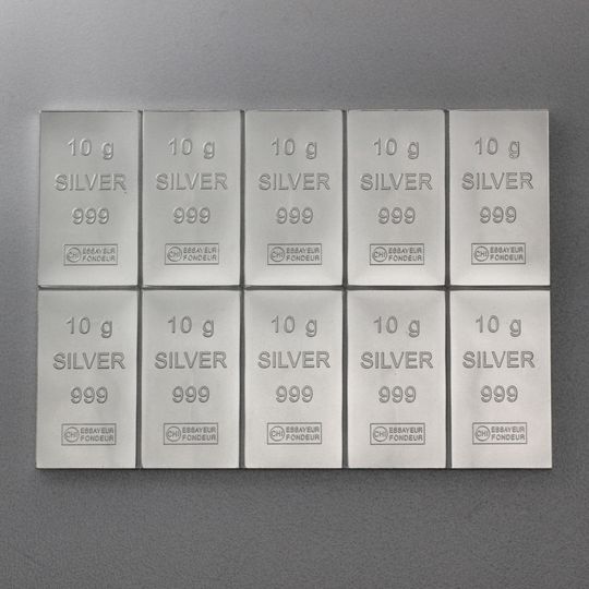 10x10g Silbertafel