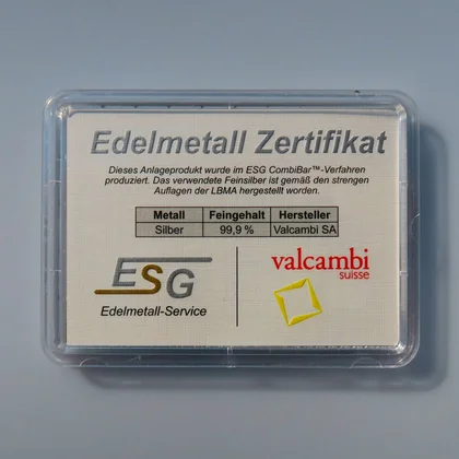 Silbertafel Zertifikat