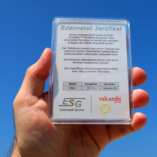10x10g Silbertafel Zertifikat